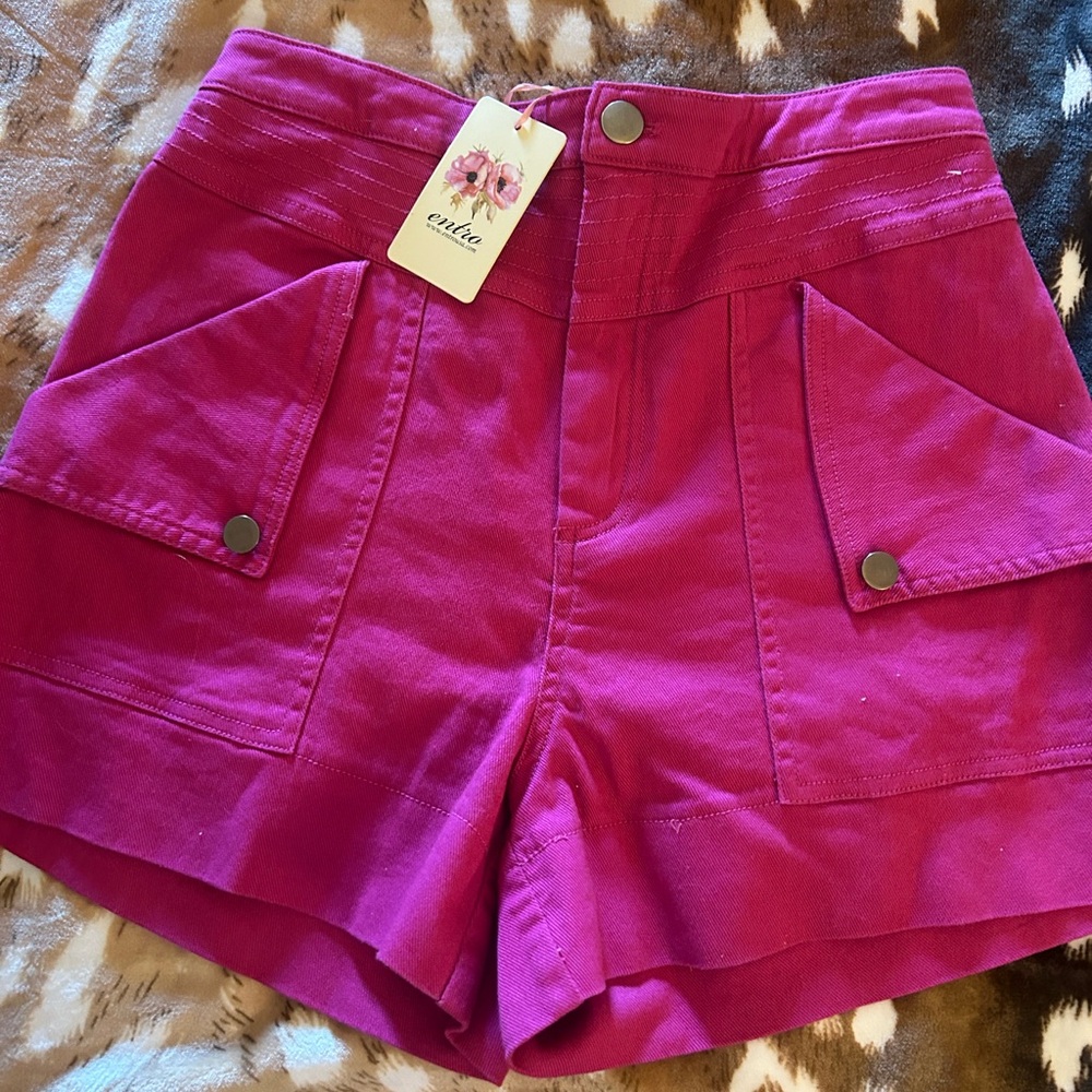 Vibrant Magenta High-Waisted Shorts